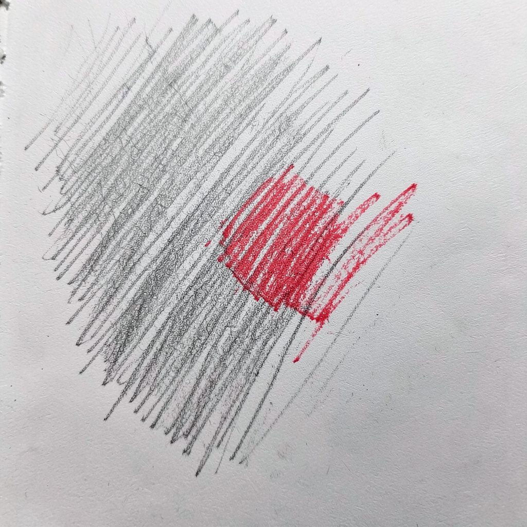 A graphite pencil sketch of a bold geometric emblem featuring interlocking structural shapes, in dark maroon and muted gold tones, symbolizing industrial solidity.